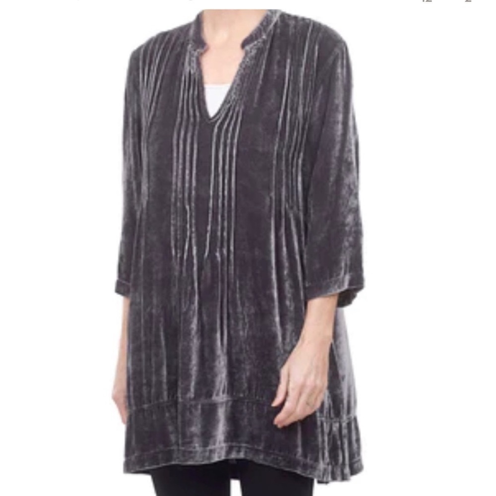 CP SHADES / velvet Regina pinticked long sleeve tunic dress XS
